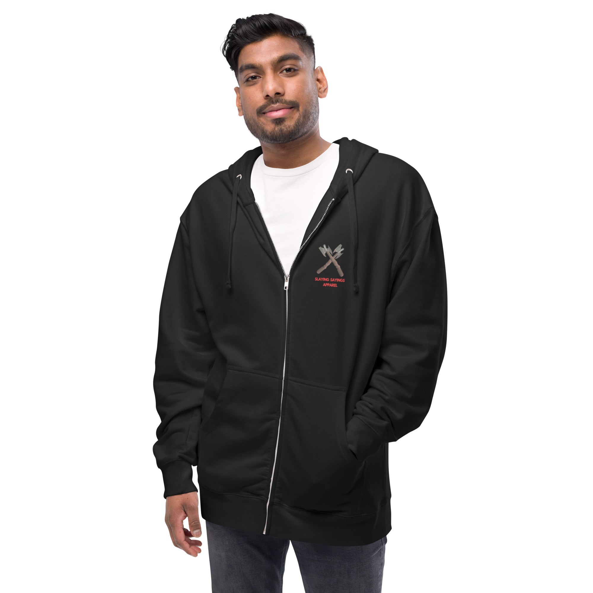 Unisex fleece zip up hoodie Watch The News