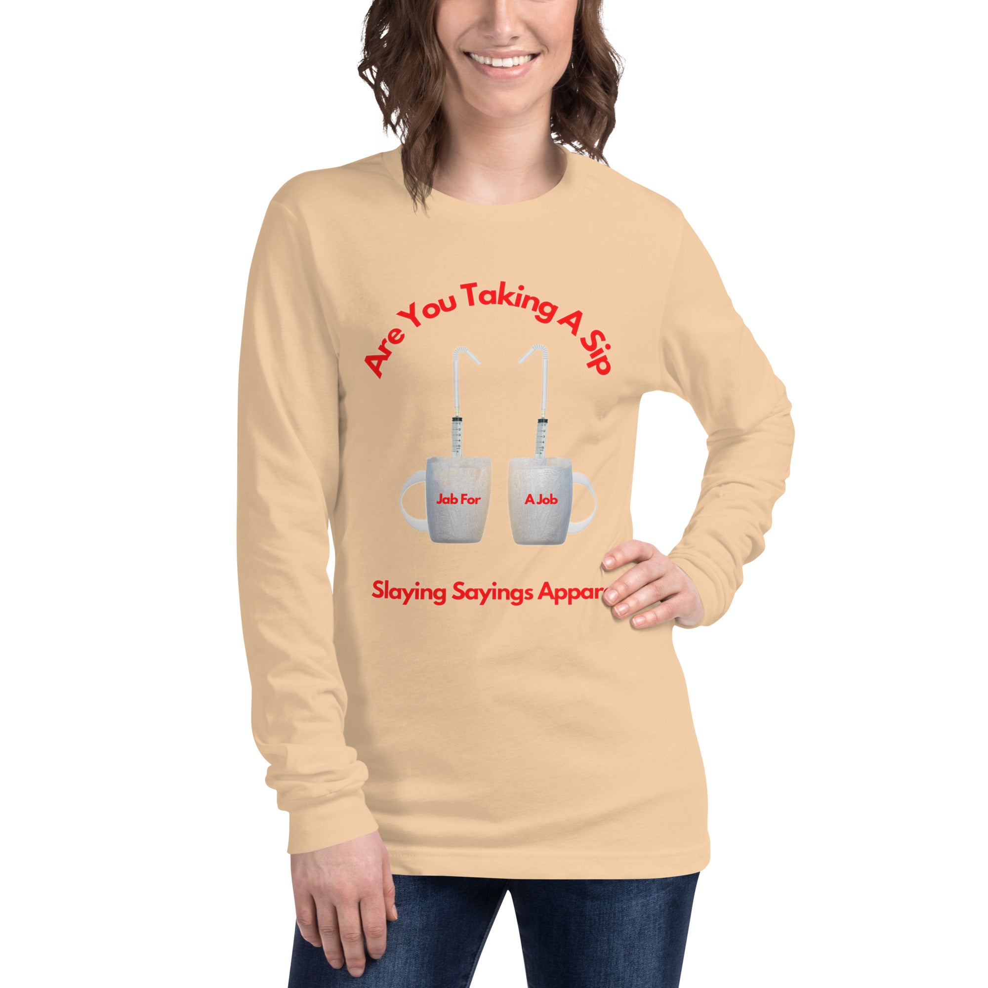 Unisex Long Sleeve T-shirt Taking A Sip