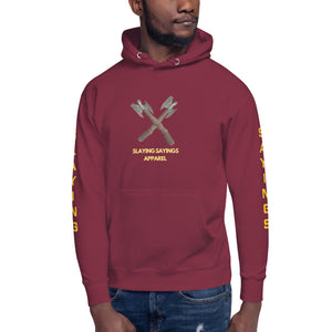 Unisex Hoodie Slaying Saying Logo on Sleeves