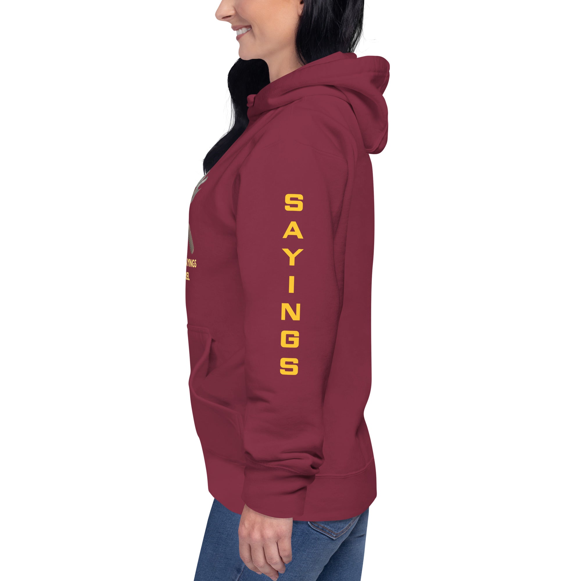 Unisex Hoodie Slaying Saying Logo on Sleeves