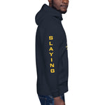 Load image into Gallery viewer, Unisex Hoodie Slaying Saying Logo on Sleeves
