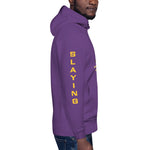 Load image into Gallery viewer, Unisex Hoodie Slaying Saying Logo on Sleeves
